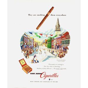 1950 Robt Burns Cigarillos Apple Blossom Festival Virginia Vintage Print Ad Art